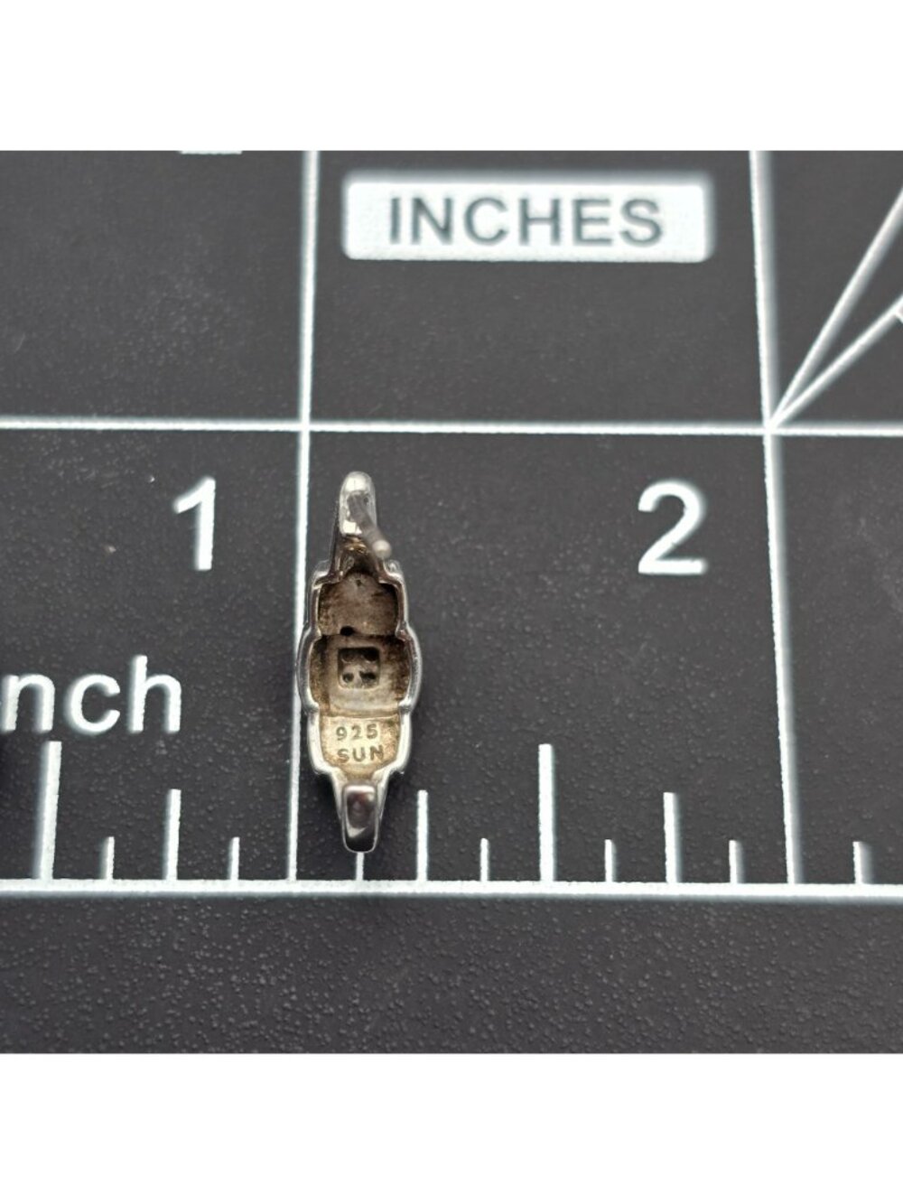 Modernist Sterling Silver Black Rhinestone Half Hoop Post Earrings Basket Settin - Picture 8 of 9